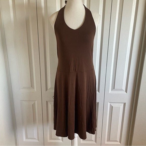 Softwear Dresses & Skirts - VTG Softwear by Mark Singer Halter Dress Womens M Brown Liquid Knit Chamonix USA